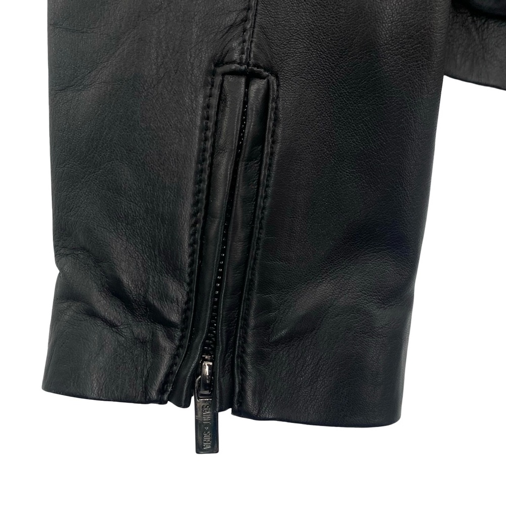 Saint + Sofia Blane Black Leather Bomber Jacket - Picture 7 of 13